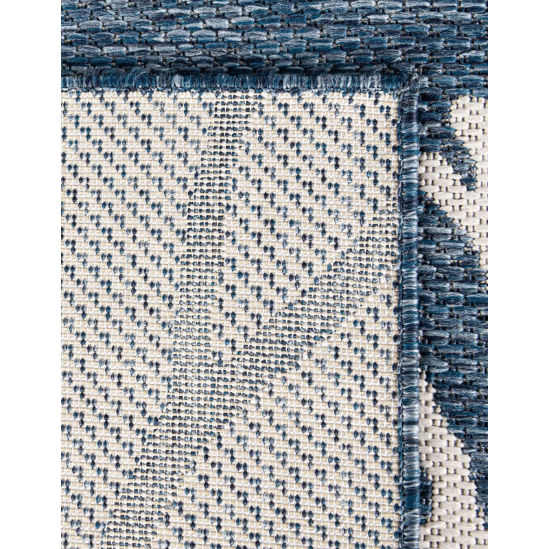 Tapis bleu contemporain Azilynn, Carré 7 pi 10 po