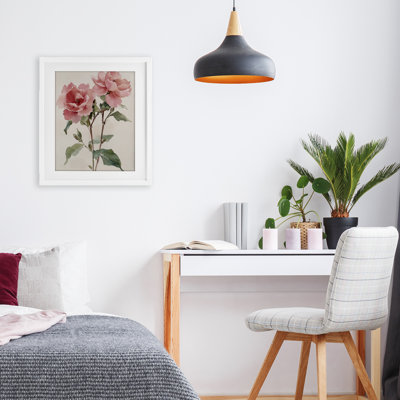 «Watercolor Roses Pink Floras», reproduction sous verre encadrée, design par Petal Prints Design
