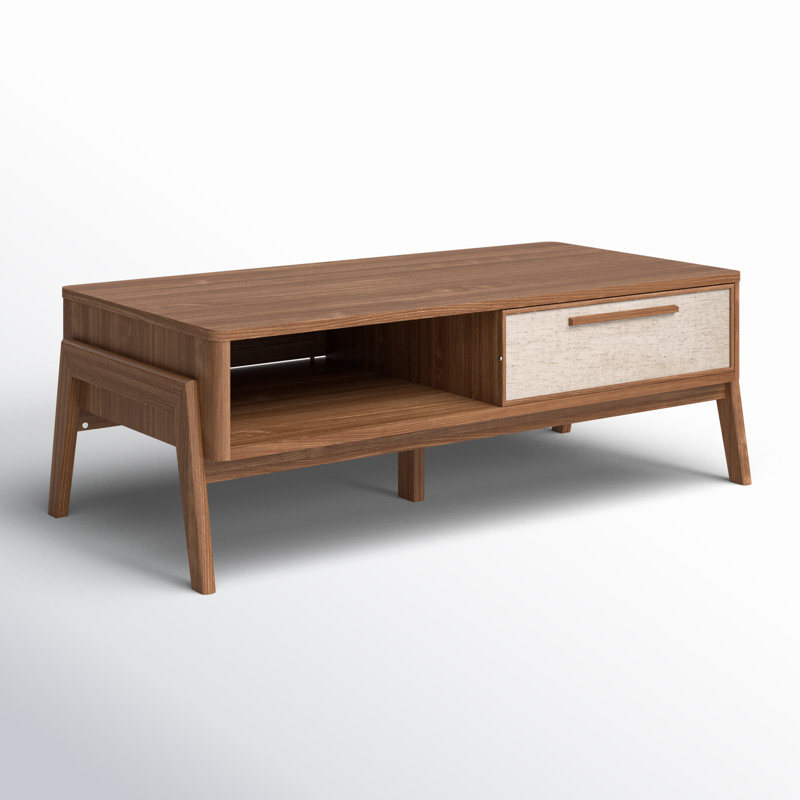 Ronnie 47"W Storage Coffee Table, Brown/White