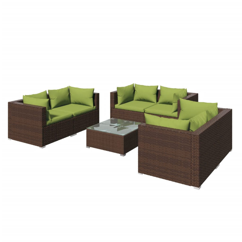 7 Piece Lounge Sofa Seating Group, Cinnamon red, Brown
