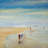 Children at the beach - 32"x32" art on canvas