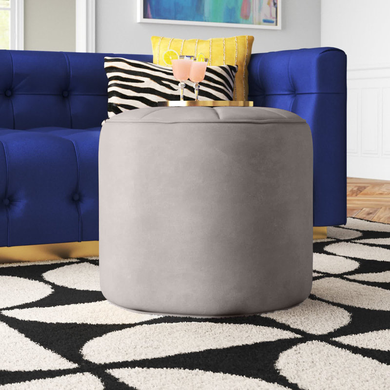 Albo Velvet Pouf, Light Gray Velvet