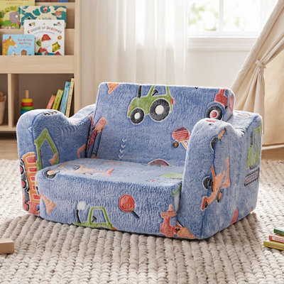 Kids Couch, 2-in-1 Soft Toddler Couch Fold Out, Convertible Sofa To Lounger, Kids Furniture
