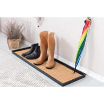 Extra Large Rubber Boot Tray Wet Shoe Mat 32 x 16, Hello Goodbye