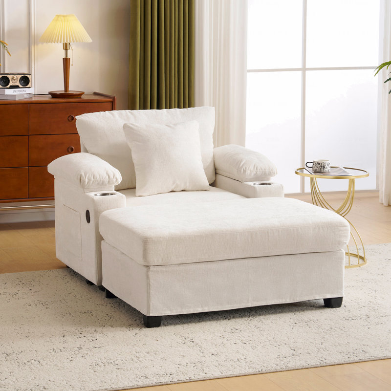 Fauteuil ergonomique surdimensionné avec repose-pieds, Beige