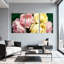 Peony Pink And Yellow Roses Floral Pattern Set of 3 Canvas Wall Art Prints-340101315