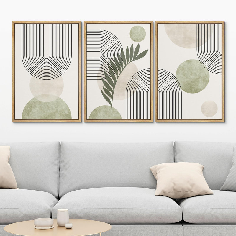Géométrique, lignes et cercles, illustrations abstraites, art moderne, décor, chic, salon, chambre à coucher, bureau, Naturel
