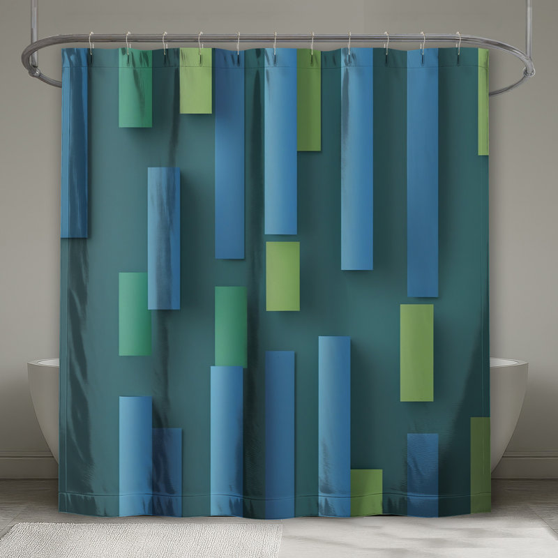 Rideaux de douche rectangulaires à blocs abstraits très longs, L 70 po x H 84 po