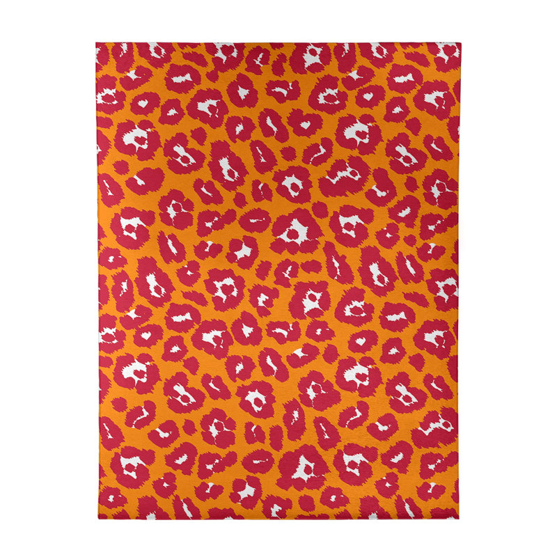 Imprimé animalier orange/rouge/blanc Tapis décoratif, Rectangle 8 pi x 10 pi