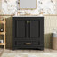 Meuble-lavabo de 30,5 po avec lavabo en céramique, tablette de rangement et portes à fermeture en douceur - charme rétro, fonctionnement silencieux, lavabo compact de 30 po, conception élégante réglable, rails coulissants lisses, idéal
