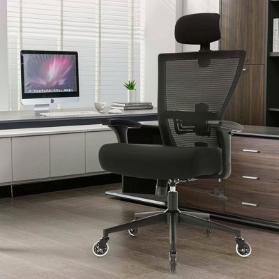 Grande et grande chaise de bureau ergonomique 500LBS pour les personnes lourdes avec accoudoirs 3D, roues en caoutchouc silencieuses, support lombaire réglable et repose-tête en métal robuste