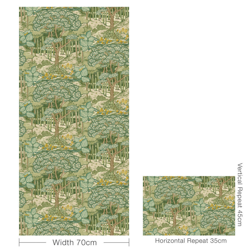 32.82' L x 27.58" W Wallpaper Roll, Green