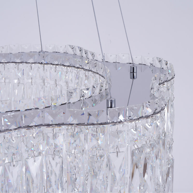 23.6" Dimmable Tri-Color LED Crystal Chandelier