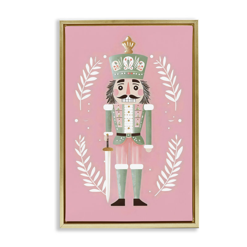 Casse-noisette dans un cadre flottant rose pastel, design par Petal Prints Design, H 31 po x l 21 po