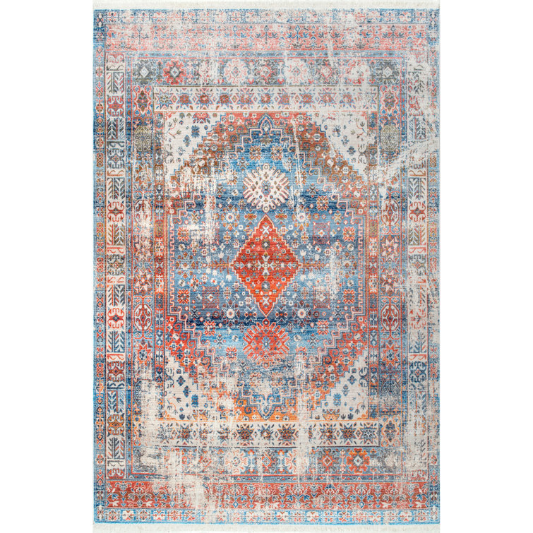 Afreena Oriental Blue/Orange Area Rug