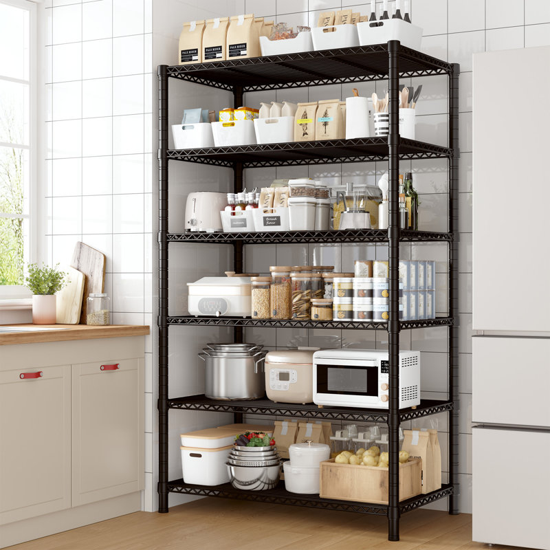 6 Tier Storage Shelves, Shelving Unit for Storage, Adjustable Kitchen Shelves Heavy Duty Pantry Shelf, 75"H x 35"W x 18"D