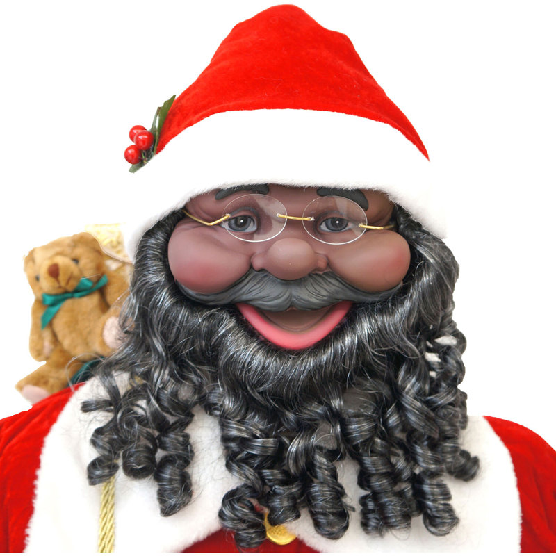 Life-Size Red Velvet Dancing Santa with Teddy Bear