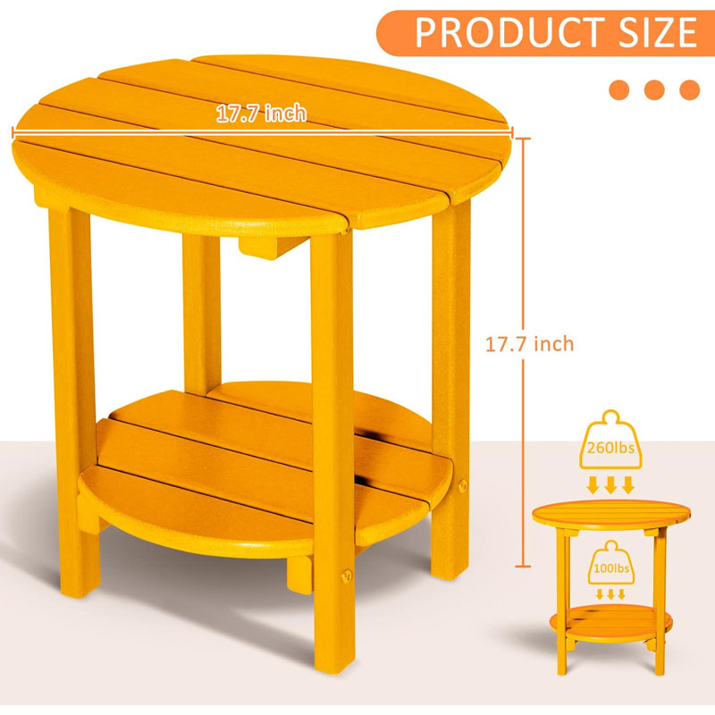  Table d'appoint Classic Classic, table de patio Adirondack à 2 niveaux, Orange