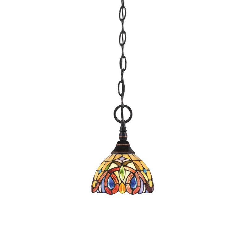 Mini-luminaire suspendu en chaîne avec verre, Cuivre / noir