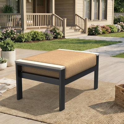 Repose-pieds d'extérieur en teck avec coussin Sunbrella Townsend