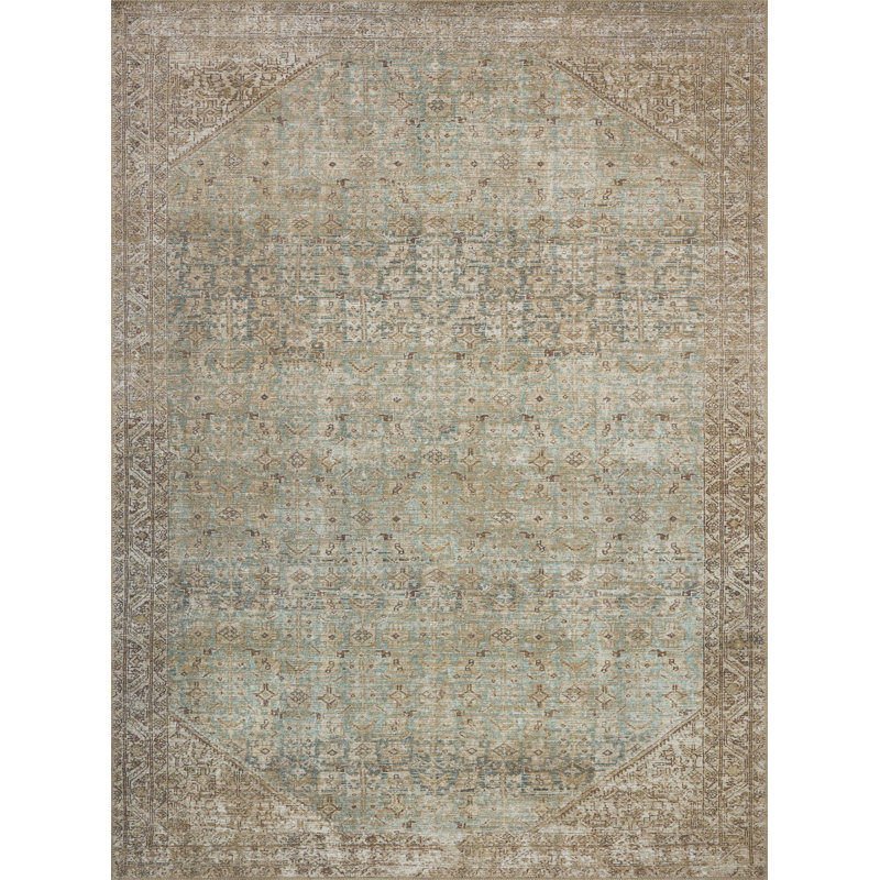 Amber Lewis x Loloi Cambria Aqua / Natural Area Rug, Runner 2' x 5'