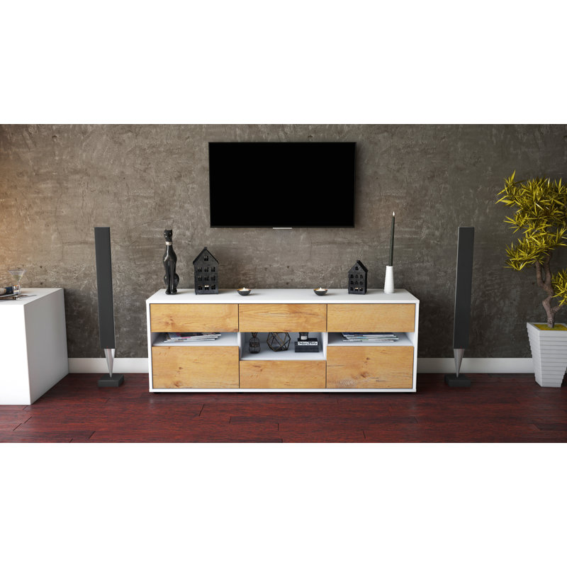 Yarber Unfinished TV Stand for TVs up to 60, Oak / Matt White