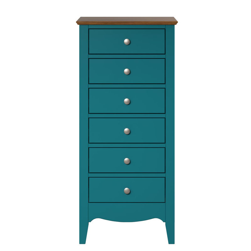 Delrick 6 Drawer 50Cm W Tallboy, Blue/Brown