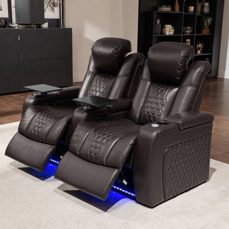 Fauteuil inclinable électrique haut de gamme en cuir véritable de style moderne pour le divertissement à domicile