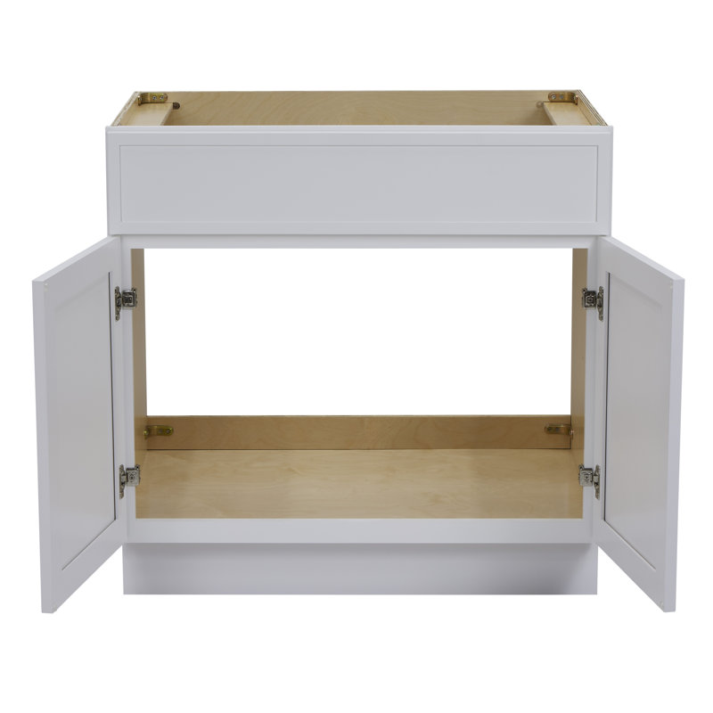 Armoire de salle de bain autoportante 33 po avec 2 portes Colton, sans comptoir, prête à assembler, blanc Colton, Blanc