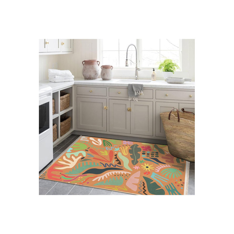 Machine Washable  Multicolor Abstract Mixed Shapes Patterned Creative Modern Decorative Rug