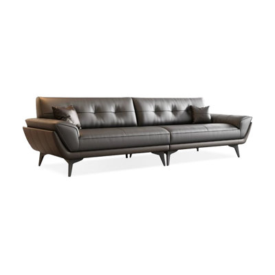 Black Genuine Leather Modular Sofa bed cushion couch