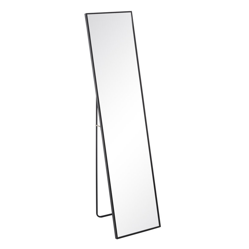Birpal Metal Flat Mirror, 151cm H x 35cm W x 2.5cm D, Black