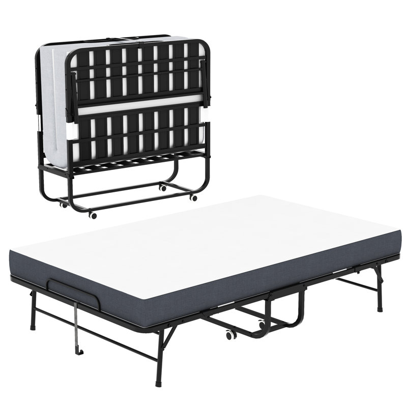 Spacious 75"x46" Portable Twin Cot With 5" Memory Foam, 450lbs Capacity, For Camping And Office Extra Long & Wide Bed Suitable Guests At Home