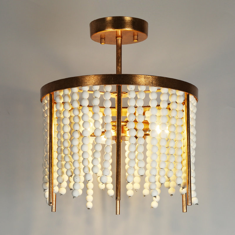 3-Light Dimmable Semi-Flush Mounted Coastal Ceiling Light for Foyer Hallway Stairwell Kitchen