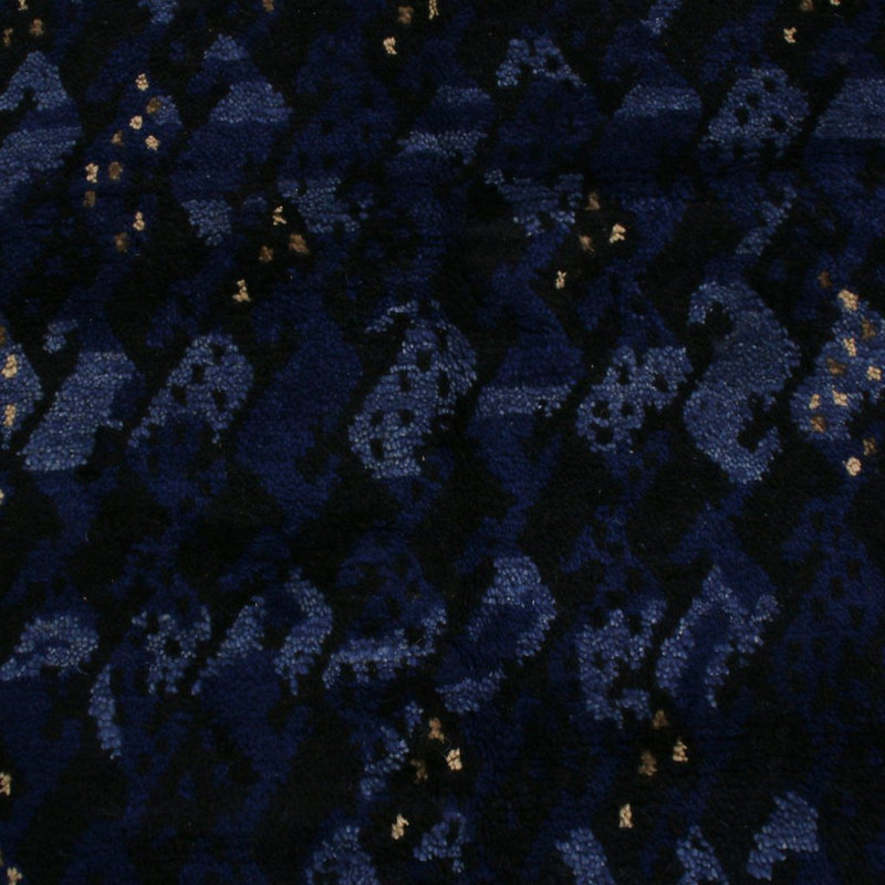 Rug & Kilim’S Scandinavian-Inspired Geometric Black And Blue Wool Pile Rug, Rectangle 12' x 18'