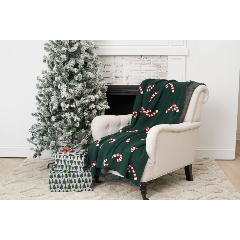 Candy Cane Christmas Knitted Throw Blanket