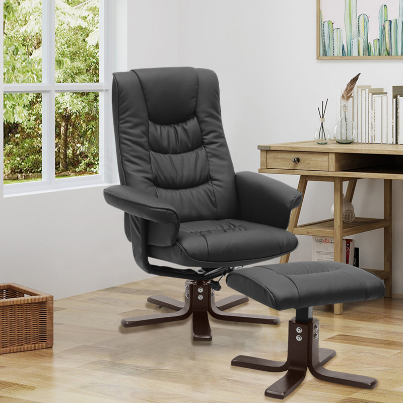 Laticia 79cm Wide Swivel Ergonomic Recliner, Black