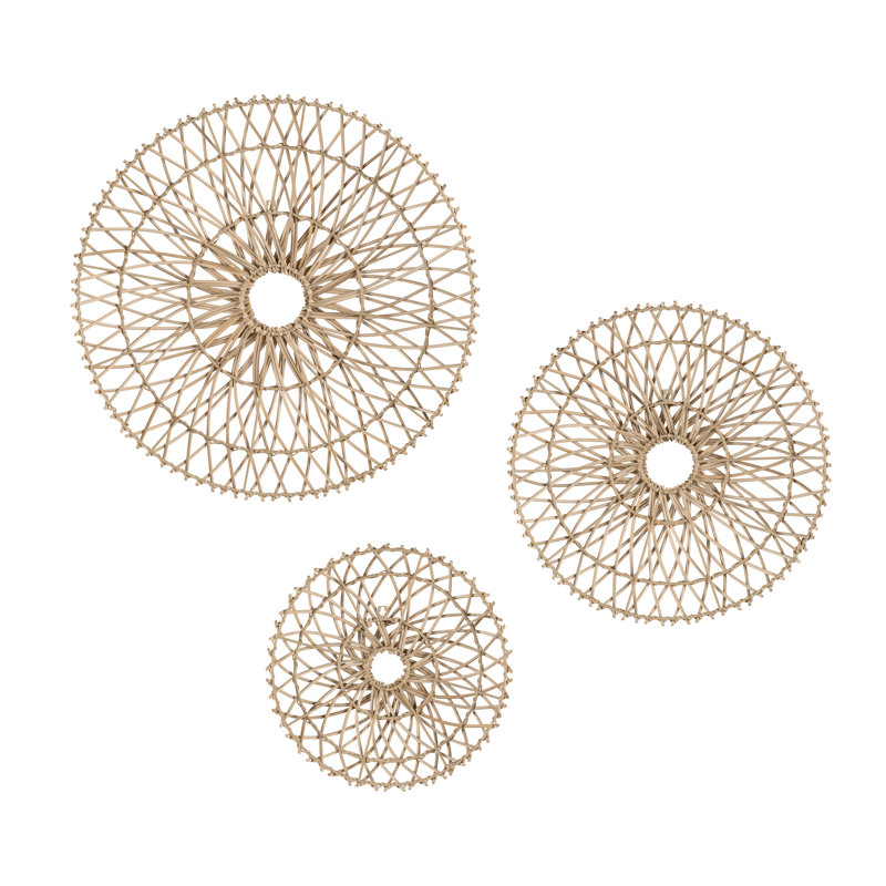 Sunburst 3-Piece Boho Rattan Wall Decor Set