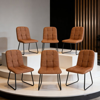 47cm H Tufted Upholstered Upholstered Back Side Chair in Brown