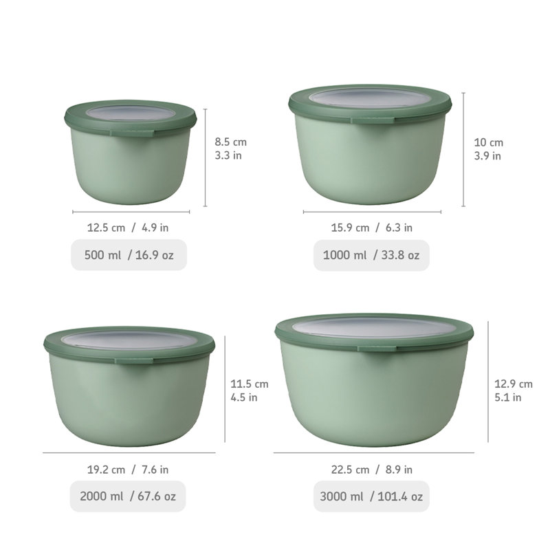 4 Container Food Storage Set, Sage