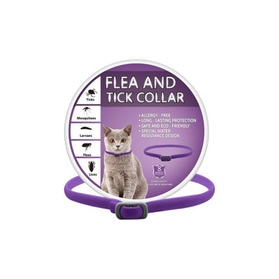 Silicone Flea Repellent Cat Collar, 18.9 inches, Purple