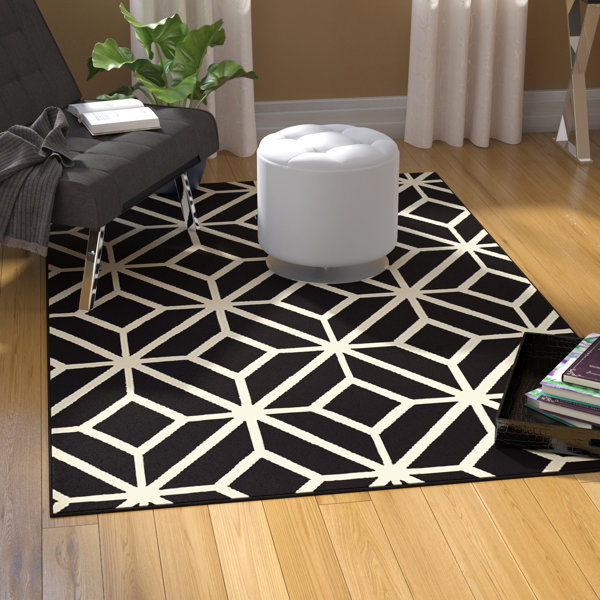 Dave Geometric Black & White Hand-Tufted 100% Wool Soft Area Rug Carpet
