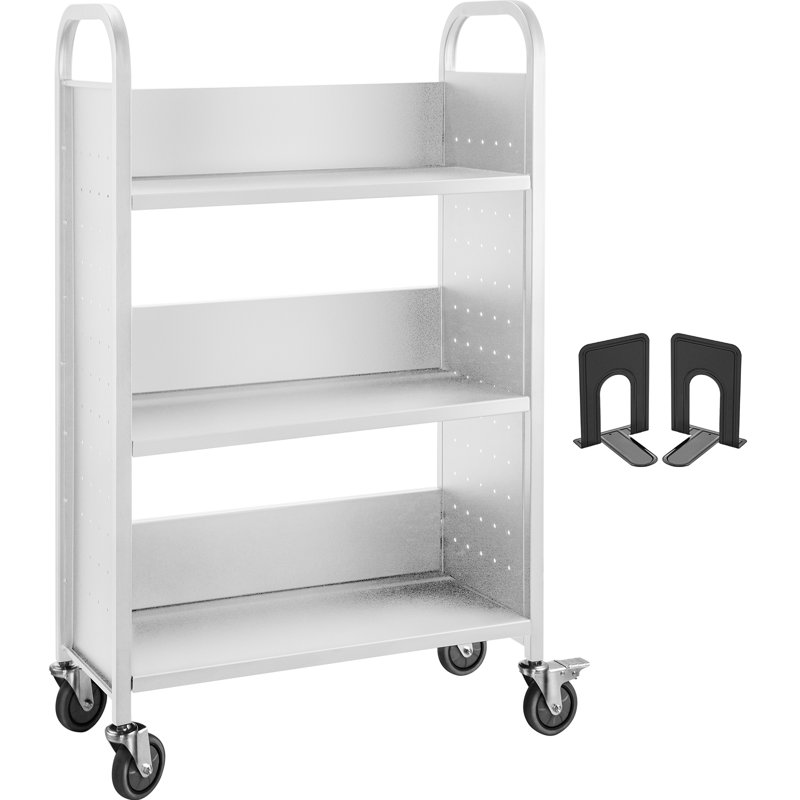 49.2'' H x 13.8'' W Book Cart with Wheels, White