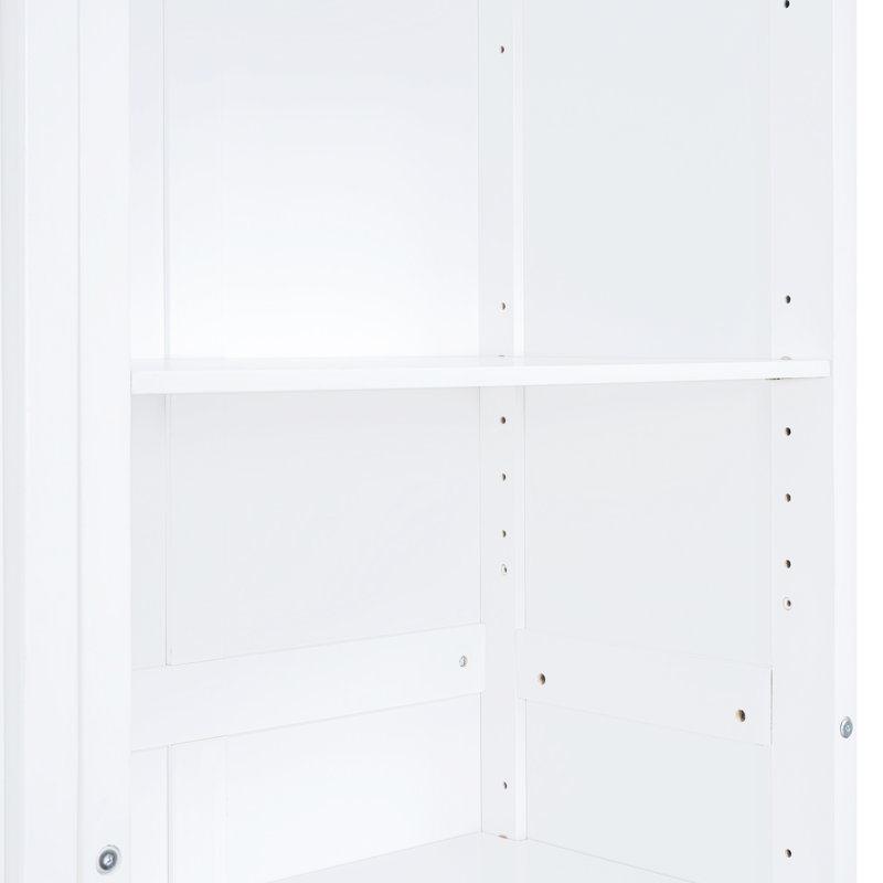 Lit blanc avec tablettes, lit escamotable confortable en option, disposition des tablettes, Blanc / Blanc, Grand lit