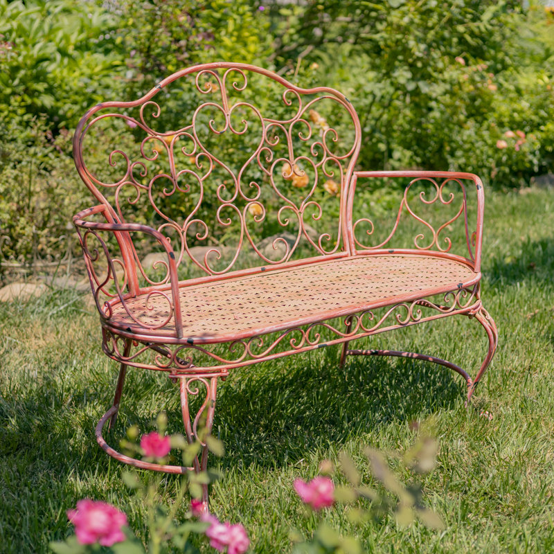 Banc de jardin en fer thermolaqué Psyllatos, Rose