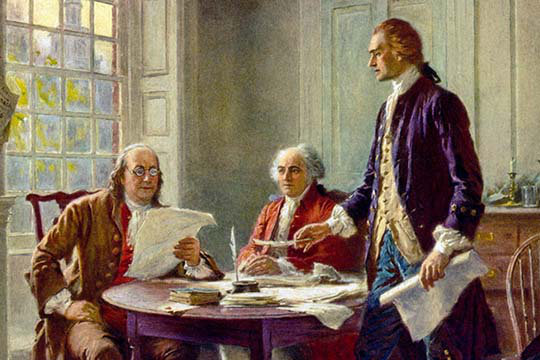 Écriture de déclaration de l’indépendance en 1776-impression, H 24 po x l 36 po x P 1,5 po