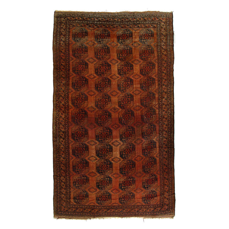 Antique Afghan Beshir Rug 9'2"X 15.9"