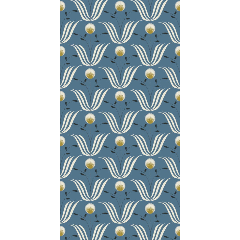 Lady Charlotte Spring Bloom 10' L x 24" W Wallpaper Tile, Seafoam, Peel & Stick