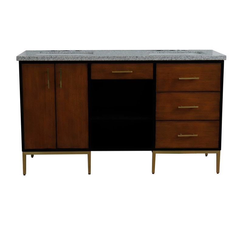 Ensemble de meuble-lavabo double 61 ", gris