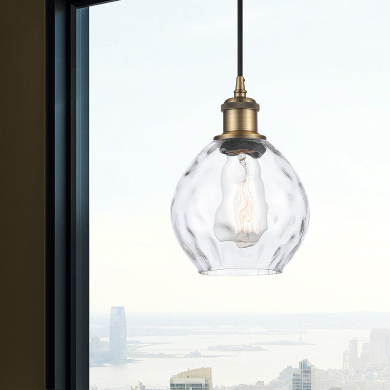 Luminaire suspendu simple à 1 lumière Jaron, Laiton brossé, Ampoule DEL 6 watts Vinage